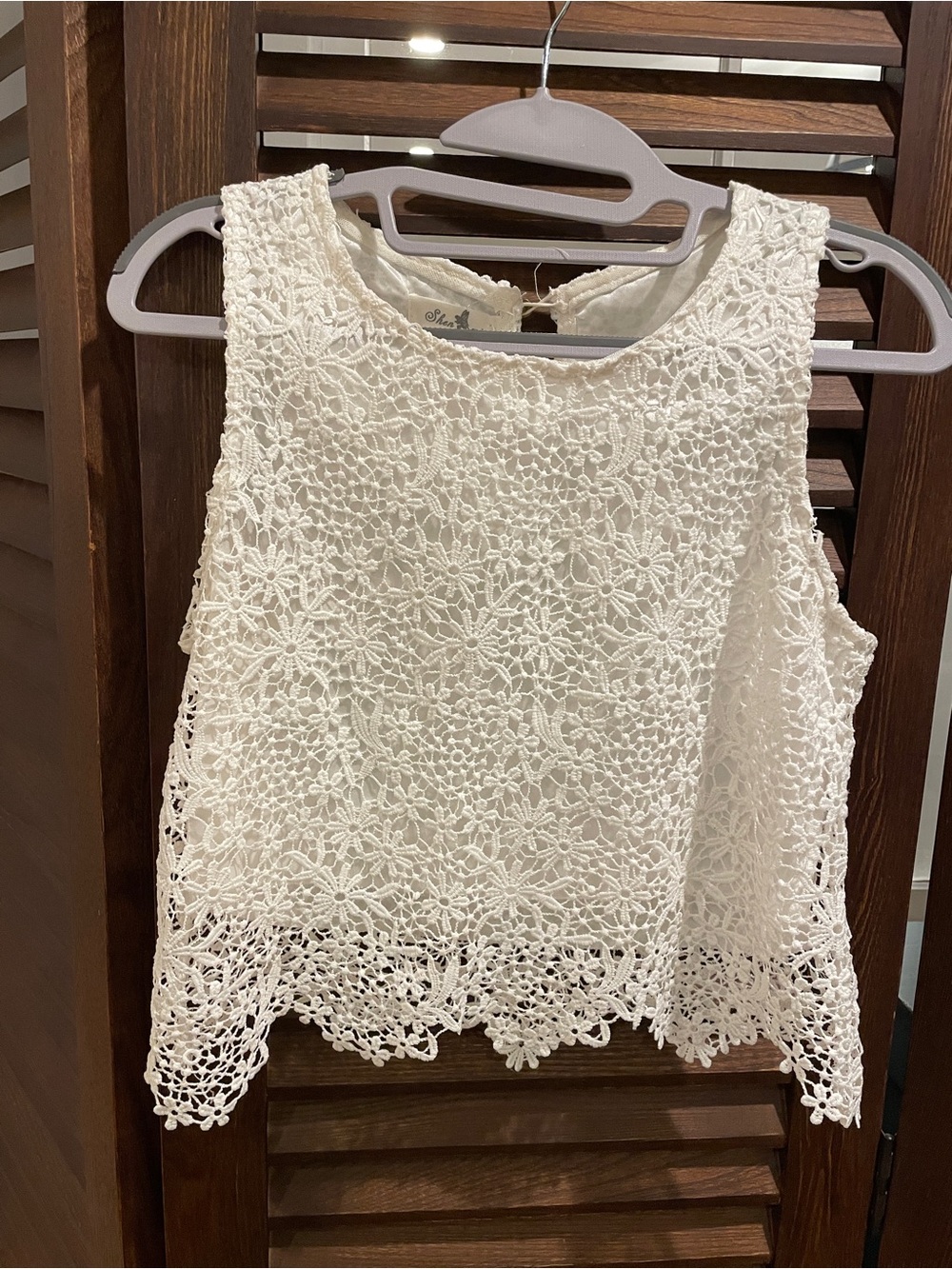 Lace Crochet Sleeveless Camisole in White